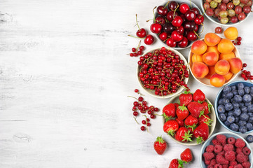 Various fruits in bowls