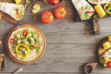 Chicken roll and different vegetables