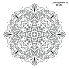 Mandala Coloring page for adult vector Illustration