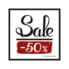 Sale banner template design. Simple message card. Hand drawn lettering poster. Vector illustration. Modern calligraphy. Clearance event.