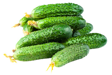 ..Heap of Fresh Cucumber isolated over white background close up