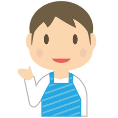 かわいいイクメン　保育士　上半身　エプロン