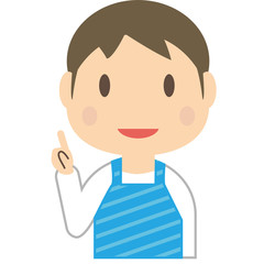 かわいいイクメン　保育士　上半身　エプロン