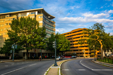 Evening light on buildings at Dupont Circle, in Washington, DC.