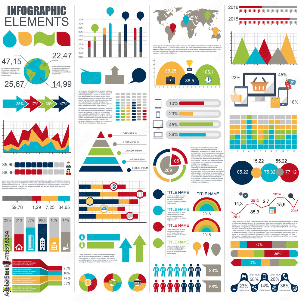 Aufkleber Set of infographic vector design template
