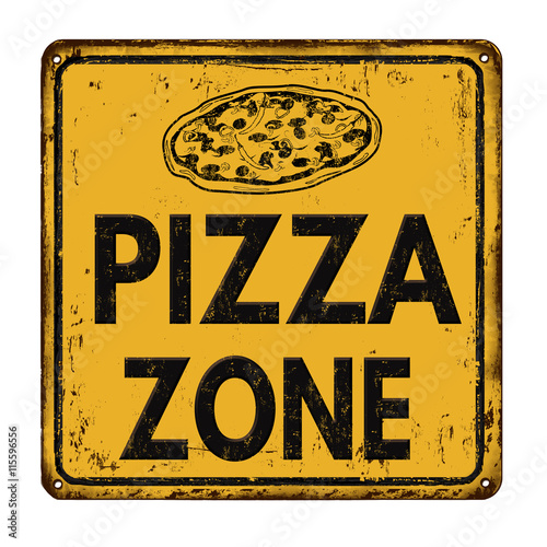 "Pizza zone vintage rusty metal sign" Stock image and royaltyfree