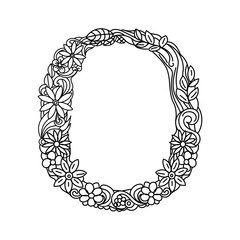 Letter O coloring book for adults vector