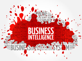 Business intelligence word cloud collage, business concept background