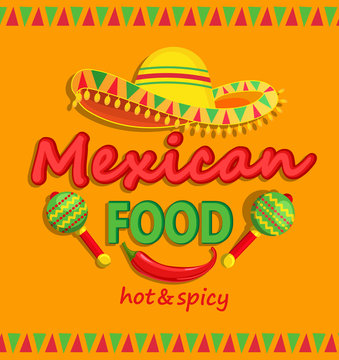 Mexican food flyer with traditional spicy.