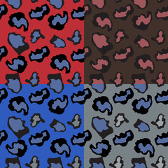 Set of wild  cat  Animal Print seamless patterns
