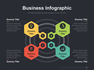 Flat business presentation vector slide template with diagram