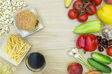 Obraz na płótnie Canvas Fastfood, fresh food, healthy food
