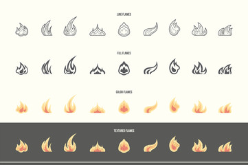 Set of fire icons