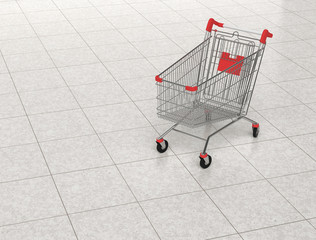 Shopping cart in shopping mall
