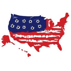 American Map With Bullet Holes Vector