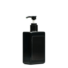 black plastic pump bottle isolated