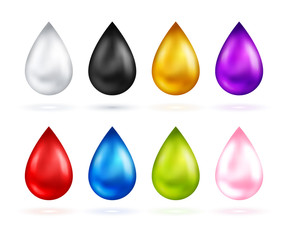 Set of oil drops icons isolated on white