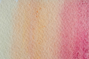 Yellow orange red pink hand drawn abstract watercolor gradient background. Space for text, lettering, copy. Nice postcard template.