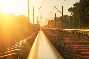 Fototapeta na wymiar railway tracks in the morning