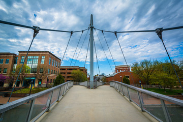 Modern bridge at Carroll Creek Linear Park, in Frederick, Maryla