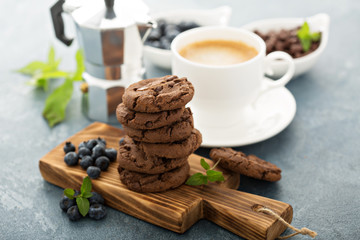 Chocolate cookies with coffee