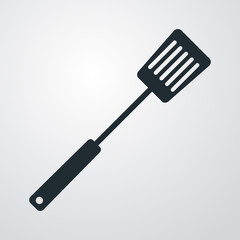 Icono plano espatula cocina sobre fondo degradado gris