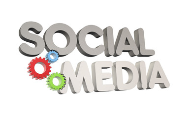 Social Media - Typo Zahnrad 3D