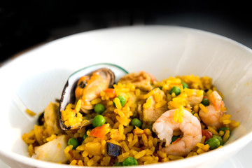 Prawn with rice - closeup of prawn with rice - traditionnal span