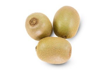 Fresh kiwi fruits with soft shadow on white background
