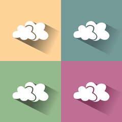 Icono de nubes sobre fondos de colores