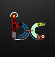 Fototapeta premium Cartoon linear letters icons