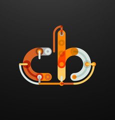 Cartoon linear letters icons