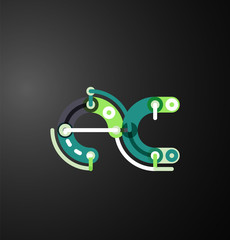 Cartoon linear letters icons