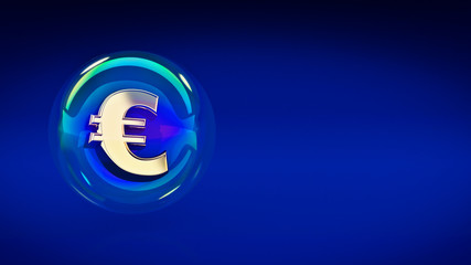 euro symbol in bubble. 3d rendering