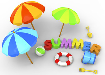 Obraz premium Summer on the Beach - 3D