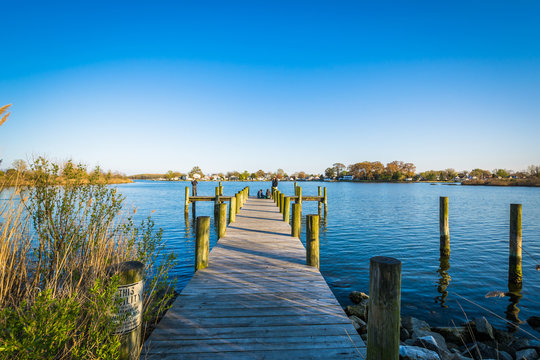Pier at Merritt Point Park, in Dundalk, Maryland.