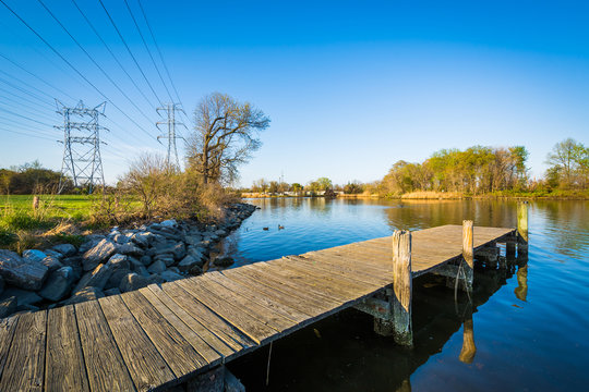 Pier at Merritt Point Park, in Dundalk, Maryland.