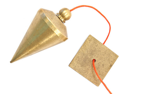 Vertical plumb bob isolated on white