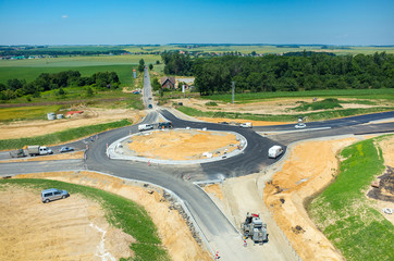 New road construction site aerial view