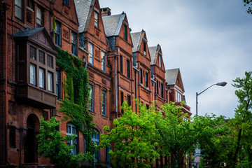 Rowhouses in Midtown-Belvedere, Baltimore, Maryland.
