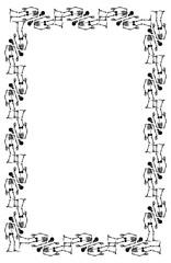 Vertical frame with skeleton. Vector clip art.