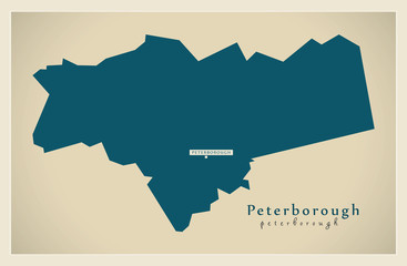 Modern Map - Peterborough unitary authority England UK