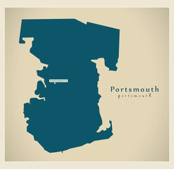 Modern Map - Portsmouth unitary authority England UK