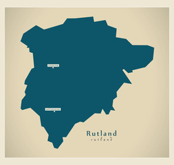 Modern Map - Rutland unitary authority England UK