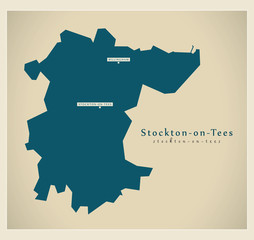Modern Map - Stockton-on-Tees unitary authority England UK