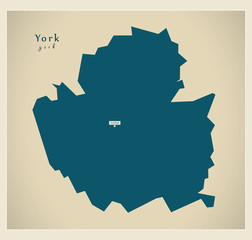 Modern Map - York unitary authority England UK
