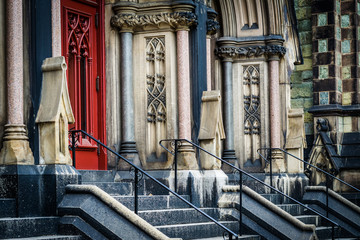 Fototapeta na wymiar Stairs and doors of Mount Vernon Place United Methodist Church,