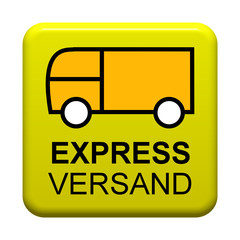 Gelber isolierter Button Expressversand