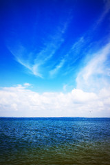beach sea blue sky and azure water, nature background
