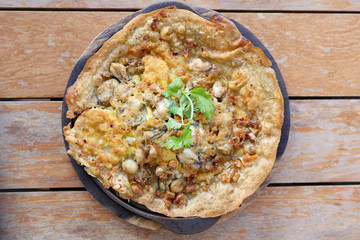 deep fried omelet with oyster, asian food